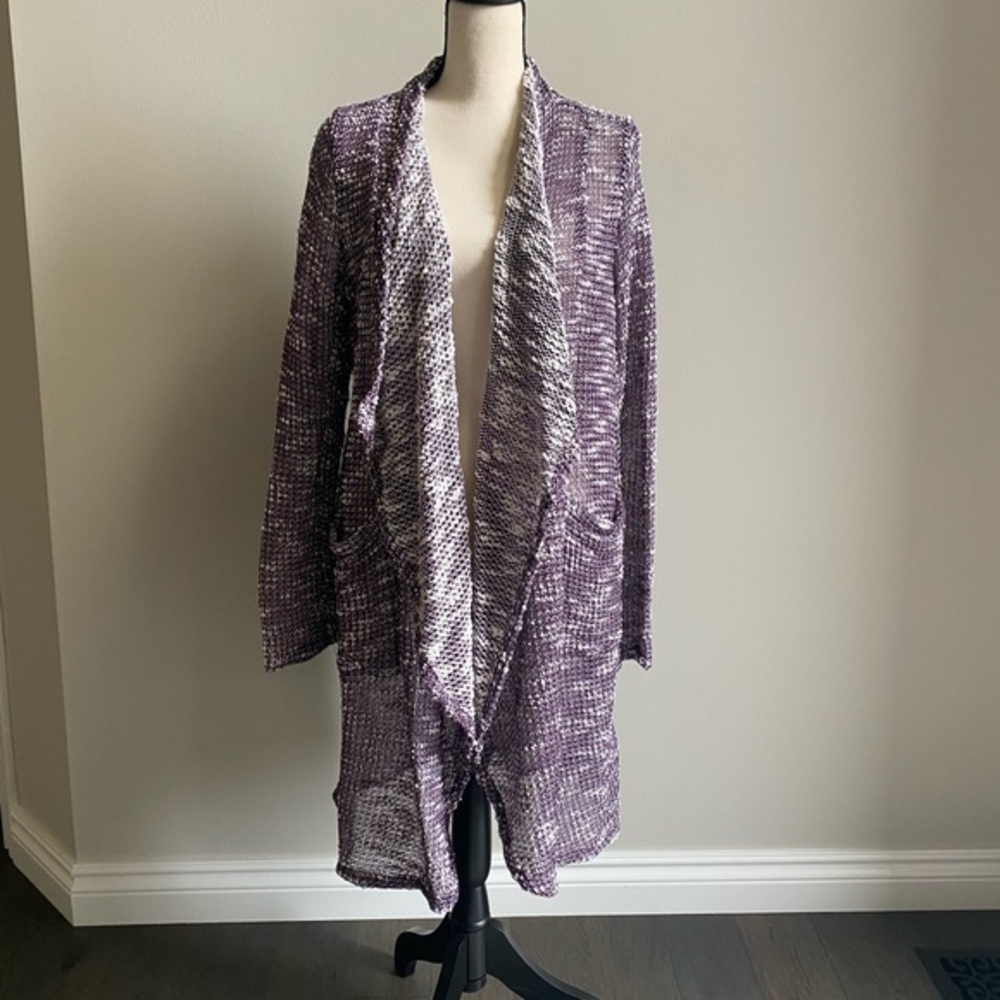 Fabletics Oversized Purple Open Yoga Sweater Size M